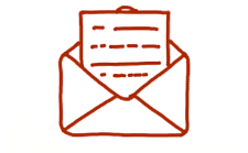 gezeichneter roter geöffneter Briefumschlag